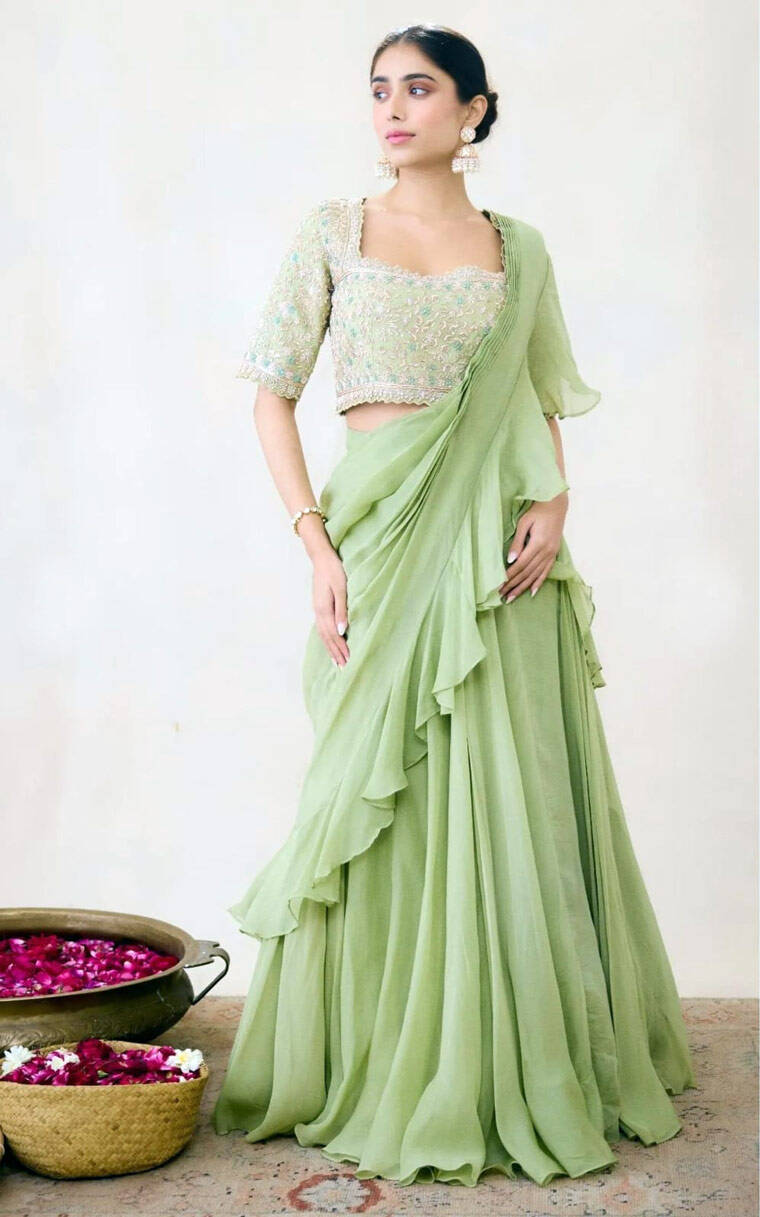 Light Green Lehenga Set From Frontier Raas