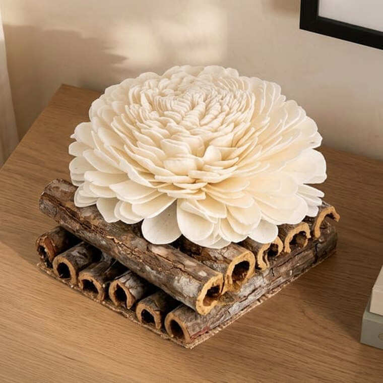 Lets Garden Cedar Dried Flower On Log From Home Centre