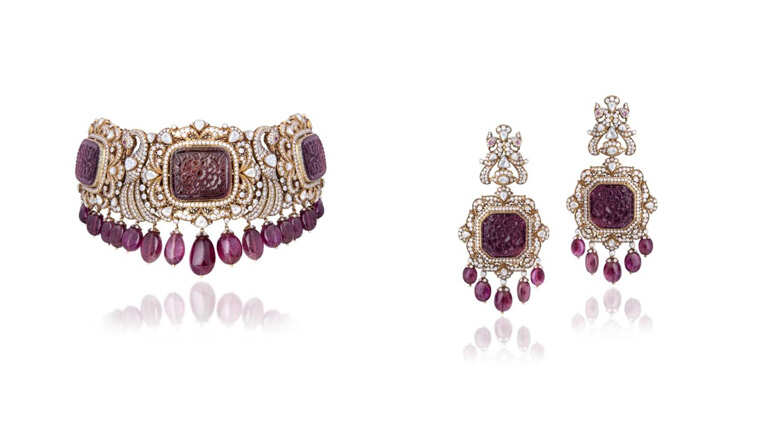 Legacy Tourmaline Polki Necklace Set From Hazoorilal Legacy