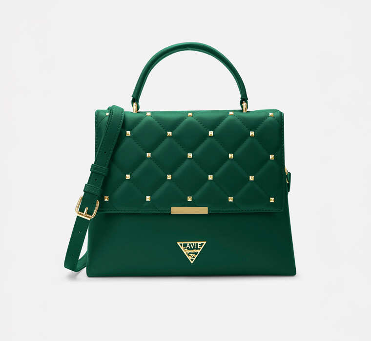 The Stud Gary Medium Green Satchel Bag From Lavie