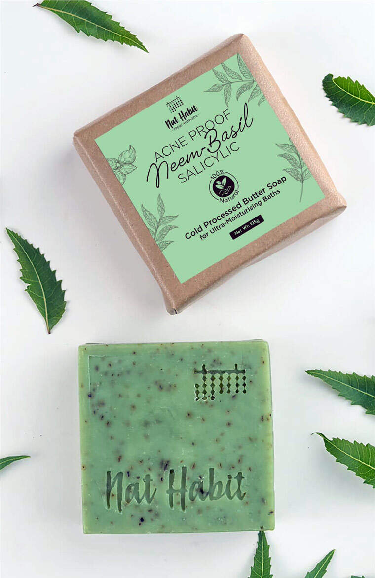 Cold Processed Acne-Proof Neem-Basil Salicylic Soap From Nat Habit