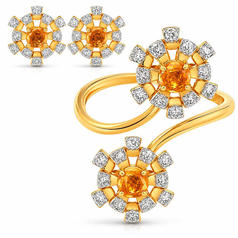 Rosalina Diamond Earrings + Rosalina Diamond Ring From Candere By Kalyan