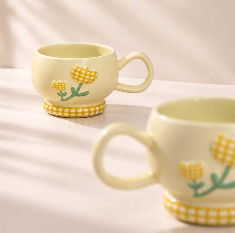 Yellow Picnic Ceramic Cup From Kaanch