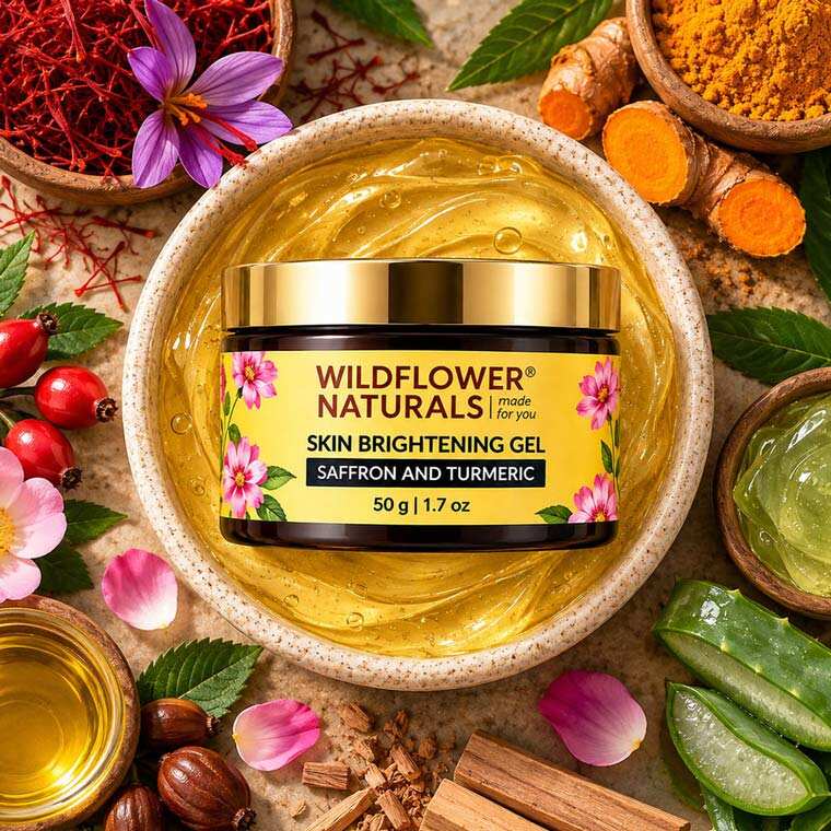 Skin Brightening Gel With Saffron And Turmeric From Wildflower Naturals