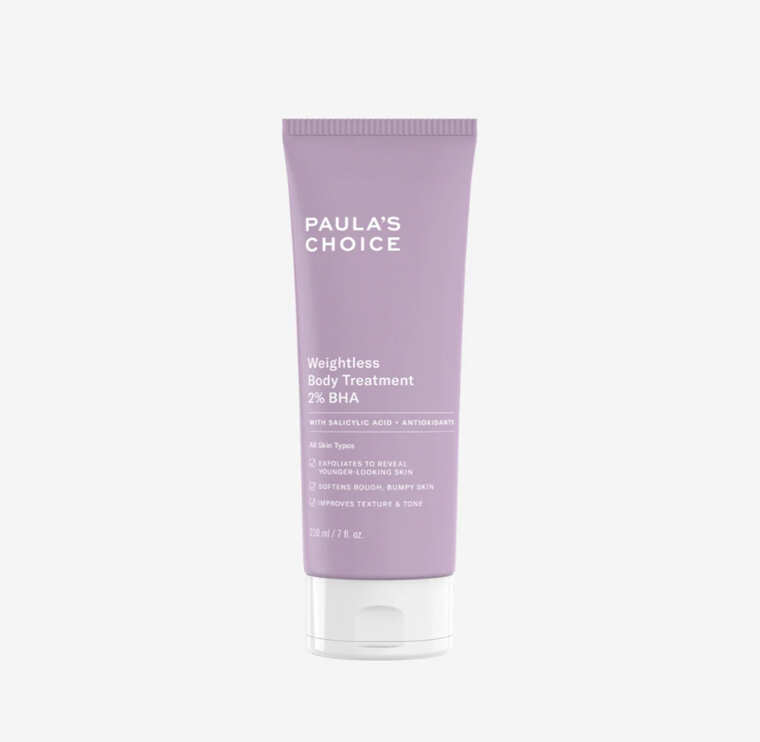 Paula’s Choice 2% BHA body treatment exfoliates dead skin, reduces bumps, and smooths uneven texture for clearer and softer s