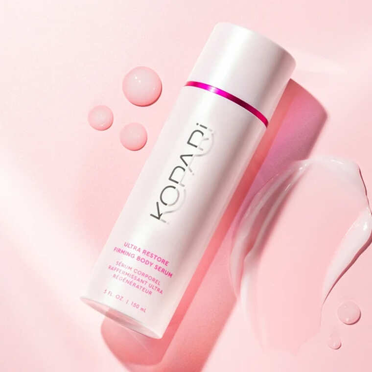 Kopari Hyaluronic Body Serum provides weightless hydration with hyaluronic acid, leaving skin plump, dewy, and refreshed afte