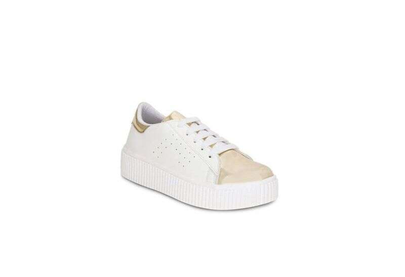 Get Glamr Bertie Low Top White & Golden Sneakers