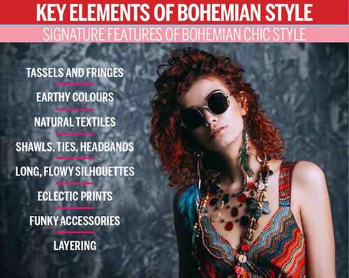 Infografía de los elementos clave del estilo bohemio