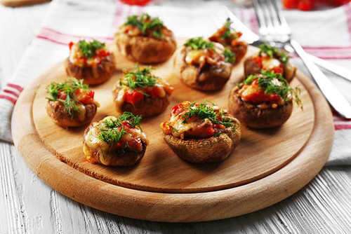Baked Mushrooms With walnuts
