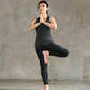 Young Slim Woman Doing Yoga Exercise. Vrikshasana, Tree Pose Stock Vector -  Illustration of collection, european: 232488473